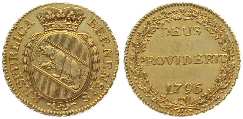 Bern Doppelduplone 1796 «DEUS PROVIDEBIT» – historische Goldmünze der Republik Bern